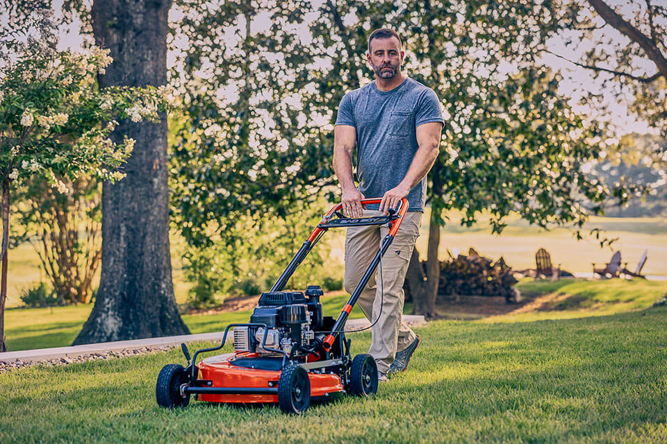 Self propelled push on sale lawn mowers