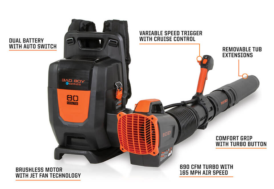 E-Series 80V Brushless Dual Port Backpack Blower Features