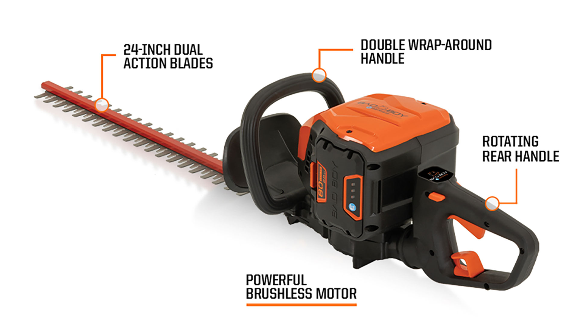 E-Series 80-Volt Brushless Hedge Trimmer Features